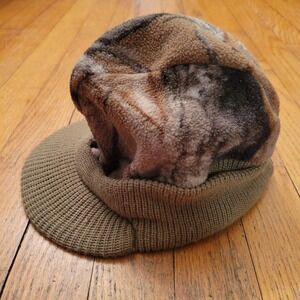 Remington Camo Fleece Visor Beanie with Bill Hat Brown Green OS Hunting Winter